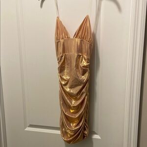 Oh Polly Rose Gold Ruched Dress